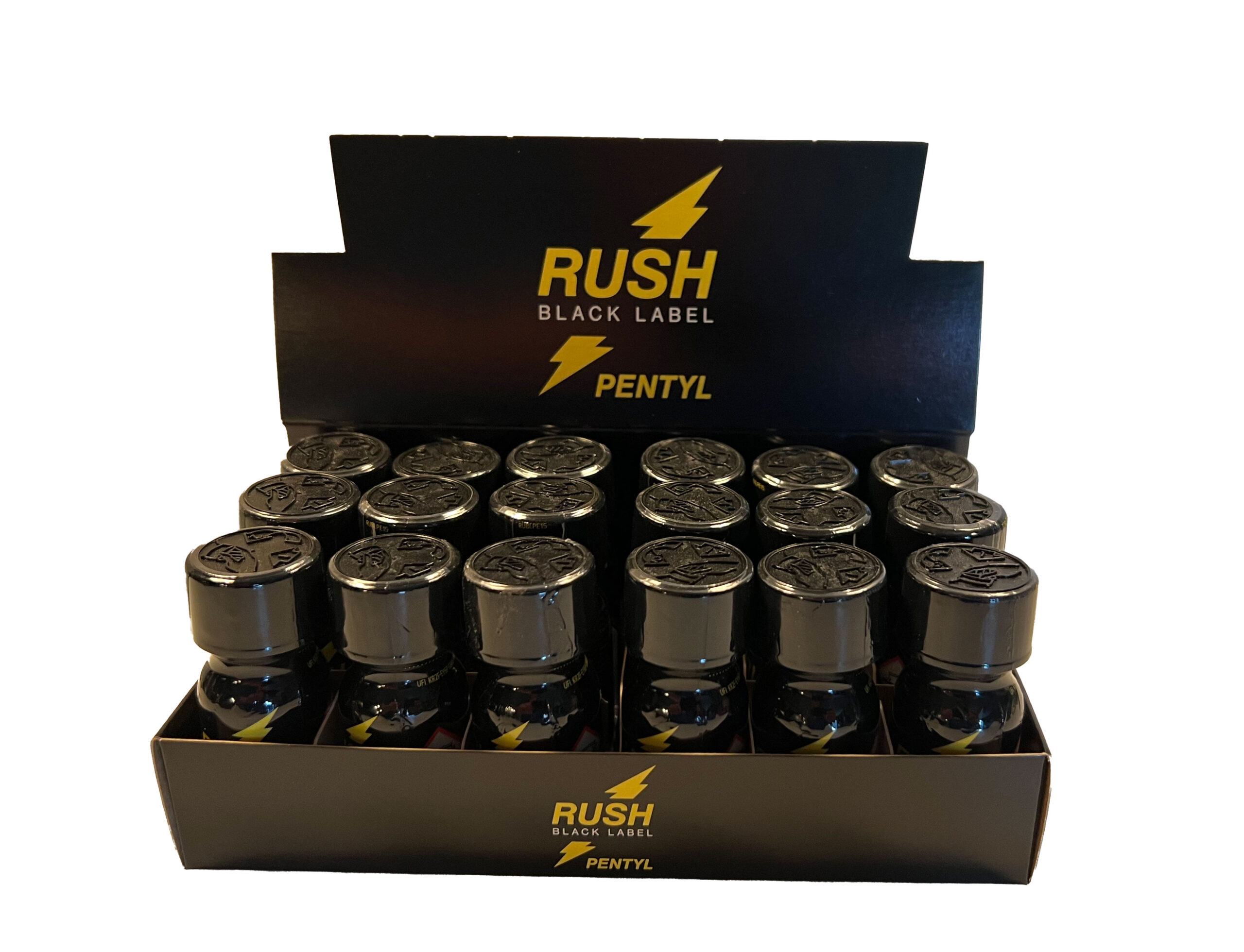 Rush Black Label Pentyl Poppers 18 Bottle Party Tray